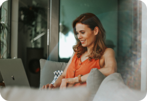 laptop woman smiling